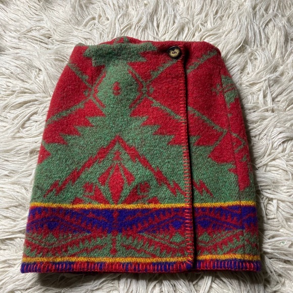 VTG Ralph Lauren Country Womens Wrap Skirt Wool Southwestern Aztec Blanket - Picture 8 of 8